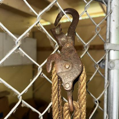 VTG Used Bell System Canvas Bucket Rope Lineman Tool Tote Barn Pulley Antique