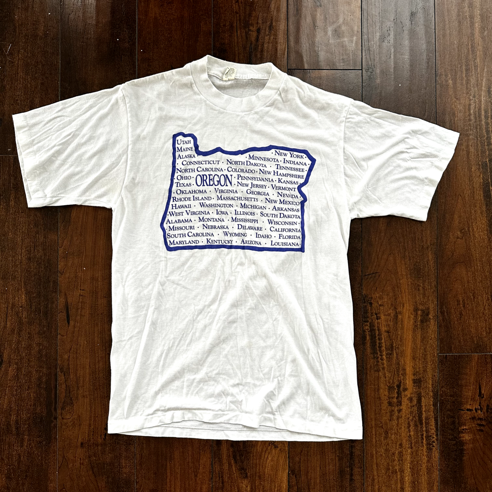 Oregon Trail West Map Vintage T Shirt Single Stitch State USA Cool 80s