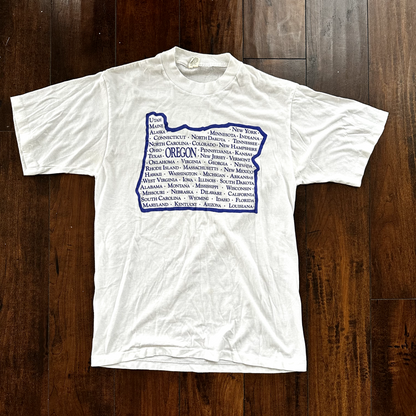 Oregon Trail West Map Vintage T Shirt Single Stitch State USA Cool 80s