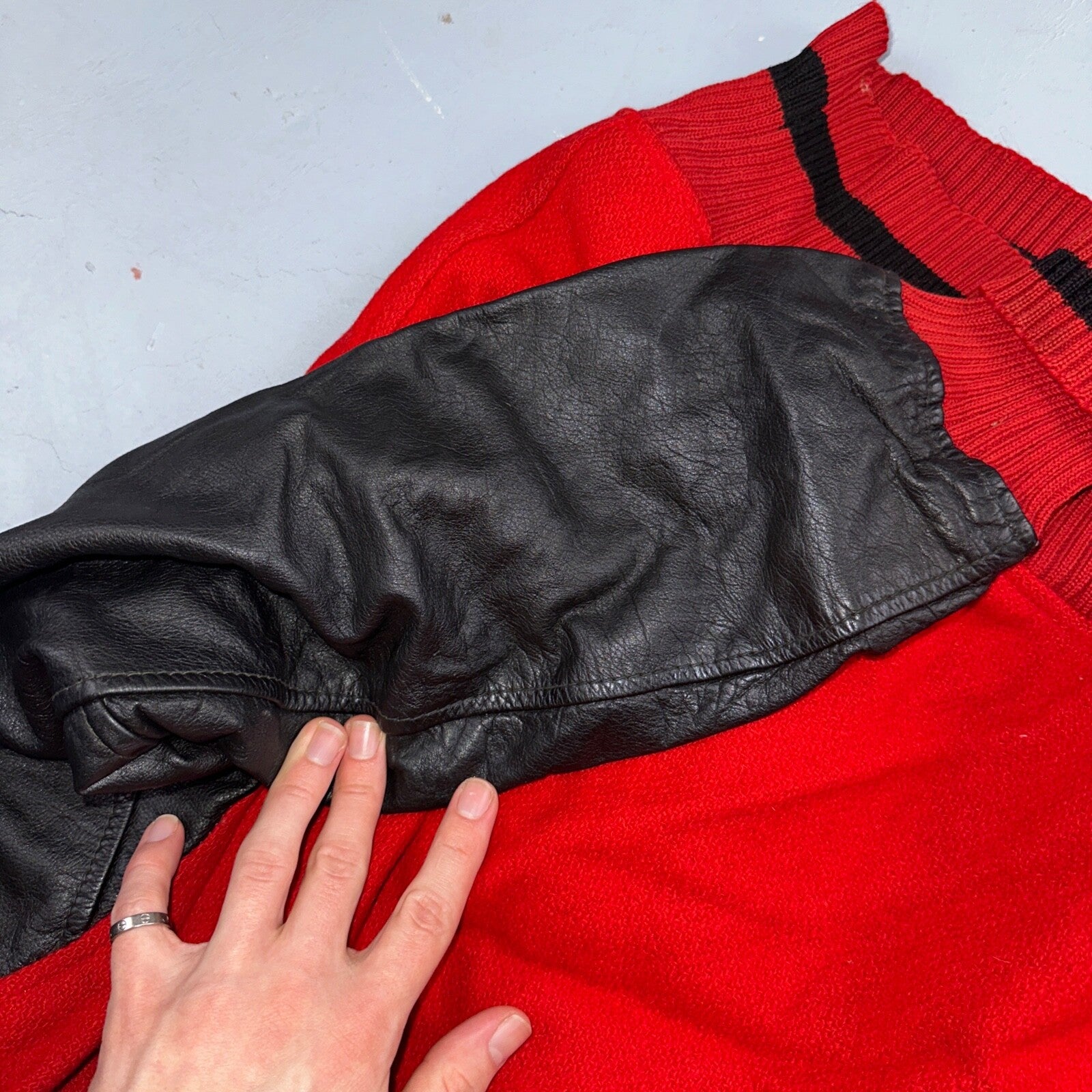 Varsity Jacket VTG 50s 60s WHITING Wool Leather San Diego CA SD Letterman Red