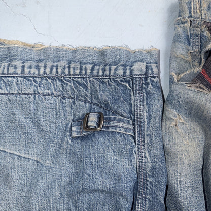 Vintage 50s 60s Hercules Blanket Lined Denim Bomber Jacket USA Coat Thrashed