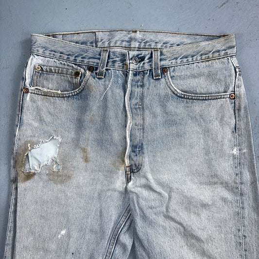 Levis 501 Vintage 90s USA XX Straight Leg Jeans Blue Light Wash 34x36 Act 31x32