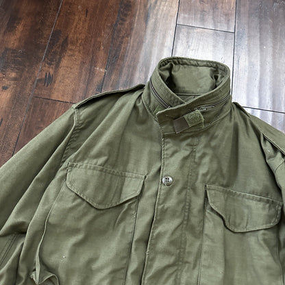 Vintage US Army 1980s Cold Weather Field Coat Jacket M-65 OG 107 Small 80s wwii