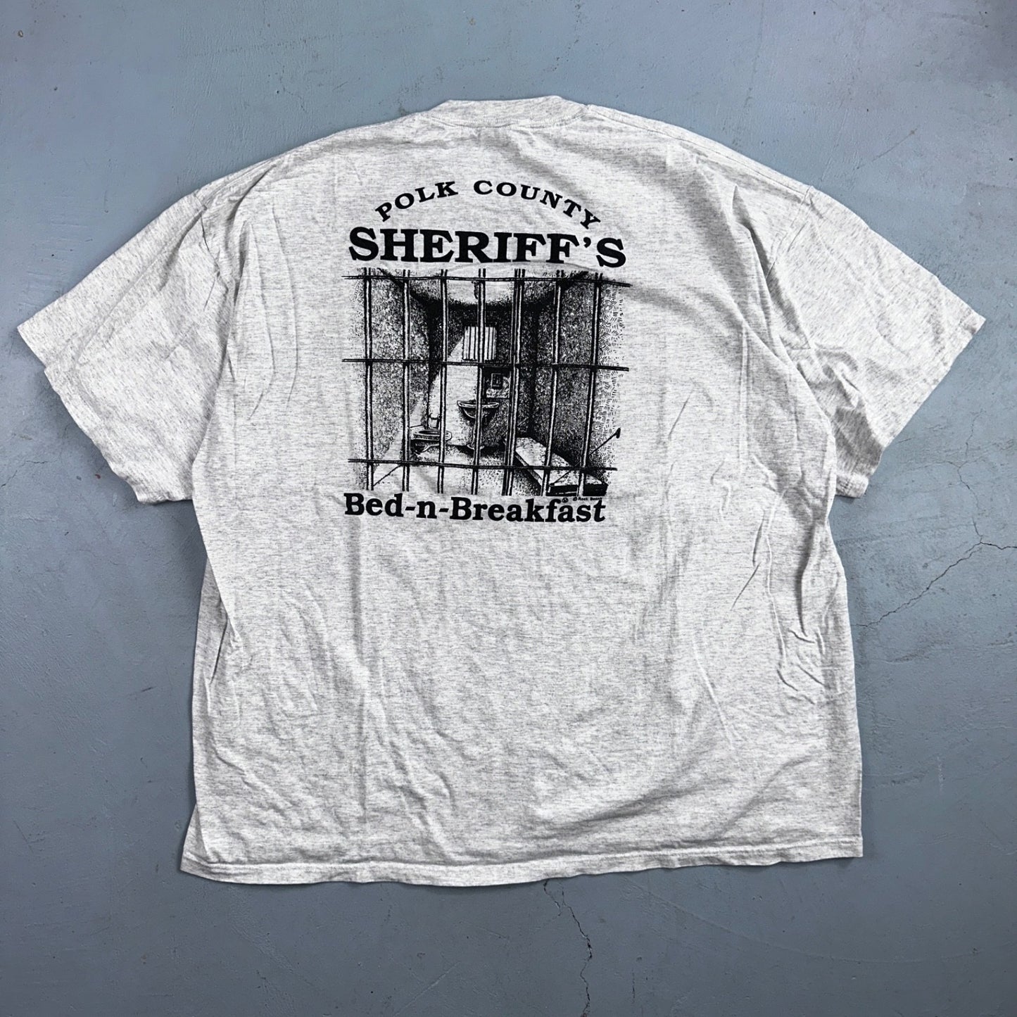 Polk County Sheriffs Bed Breakfast Funny VTG T Shirt 90s JERZEES Prison Police