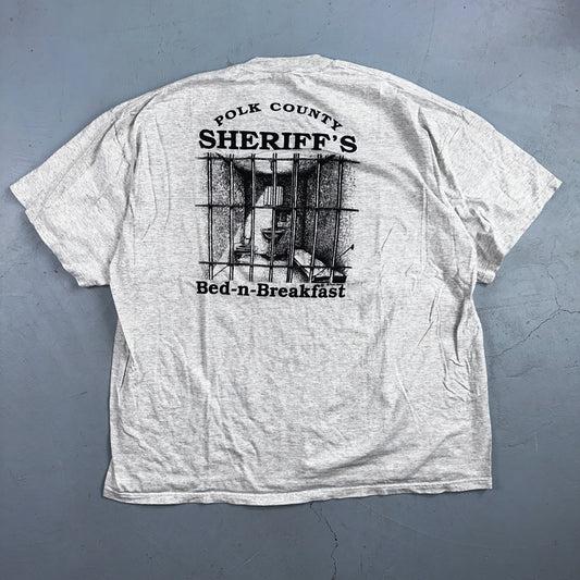 Polk County Sheriffs Bed Breakfast Funny VTG T Shirt 90s JERZEES Prison Police