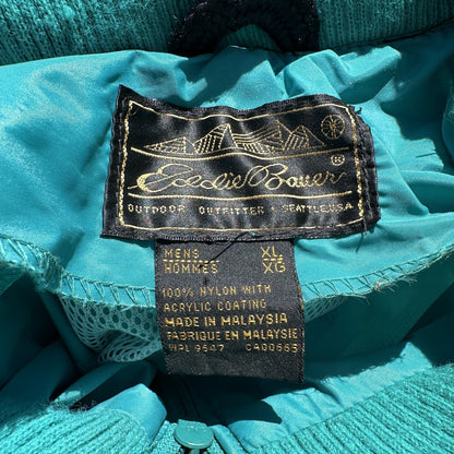 Eddie Bauer XL Blue Rain Jacket Mens Full Zip Outdoor Hike Vintage 1990s 90s