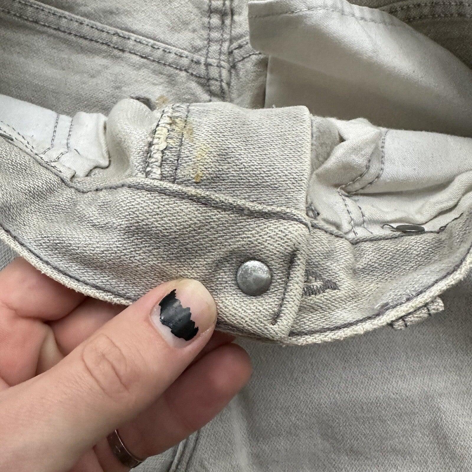 Vtg Wrangler COWBOY Jeans Womens 9 27x29 Gray Denim 13MGYG Pants USA 70s Scovill