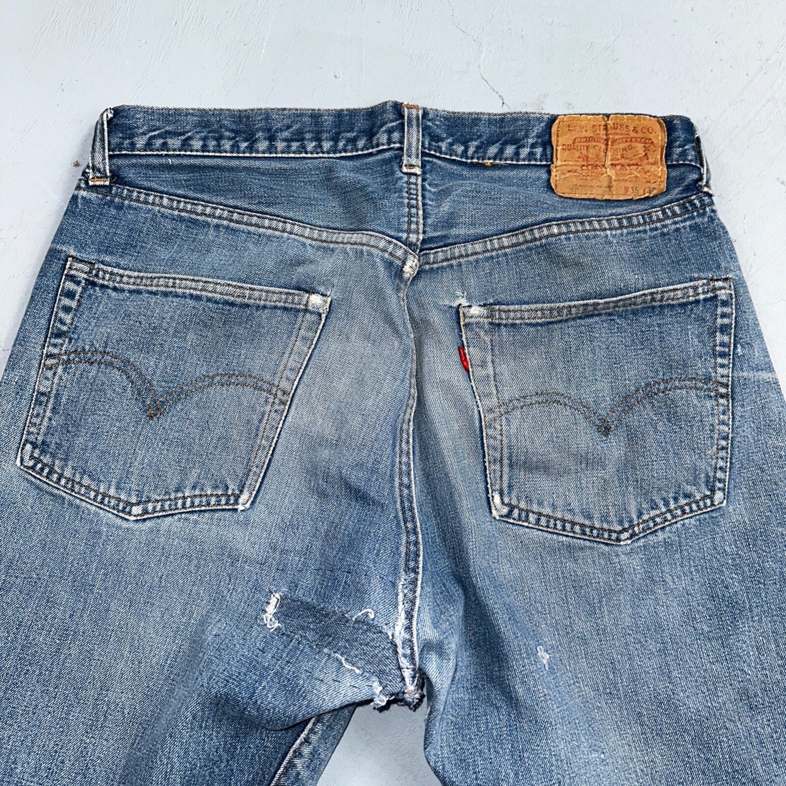 Levis 501 VTG 70s SS Redline Selvedge Jeans XX Med Wash 35x32 Act 32x28