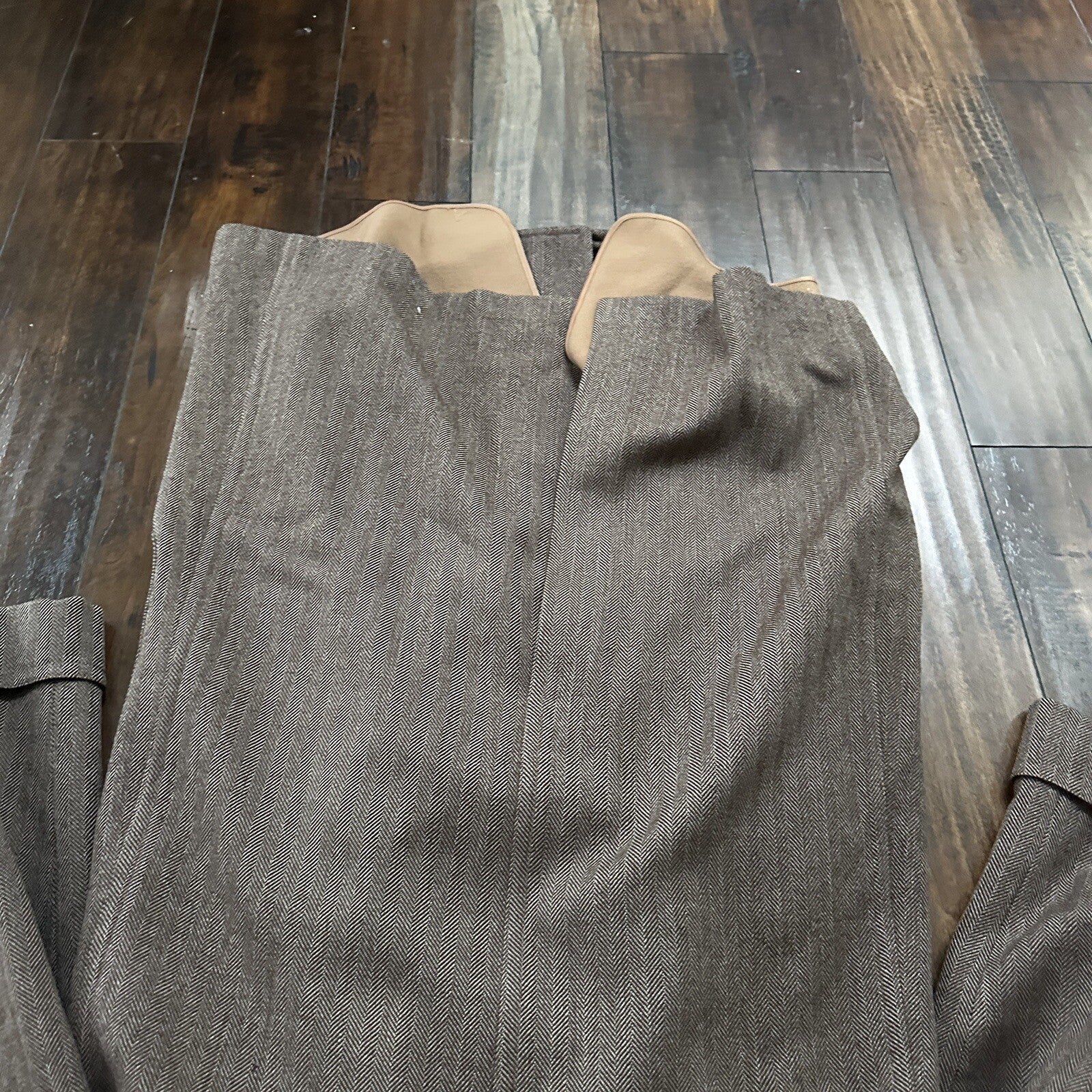 VTG 1960s Barron Anderson Herringbone Wool Overcoat USA Rockabilly 60s Lined