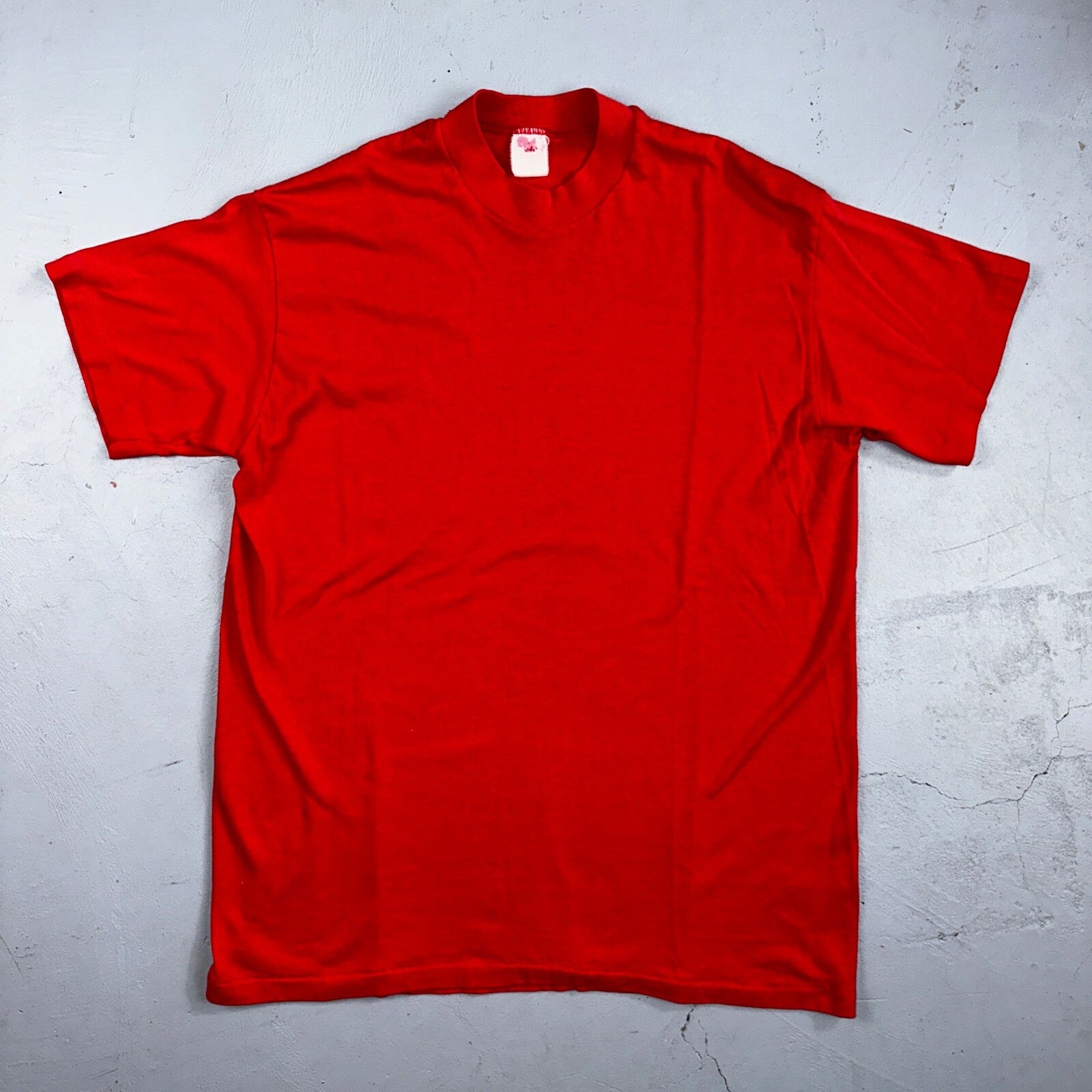1970s USA VTG T Shirt Red No Print Lot 1 Single Stitch Basic Tee Simple
