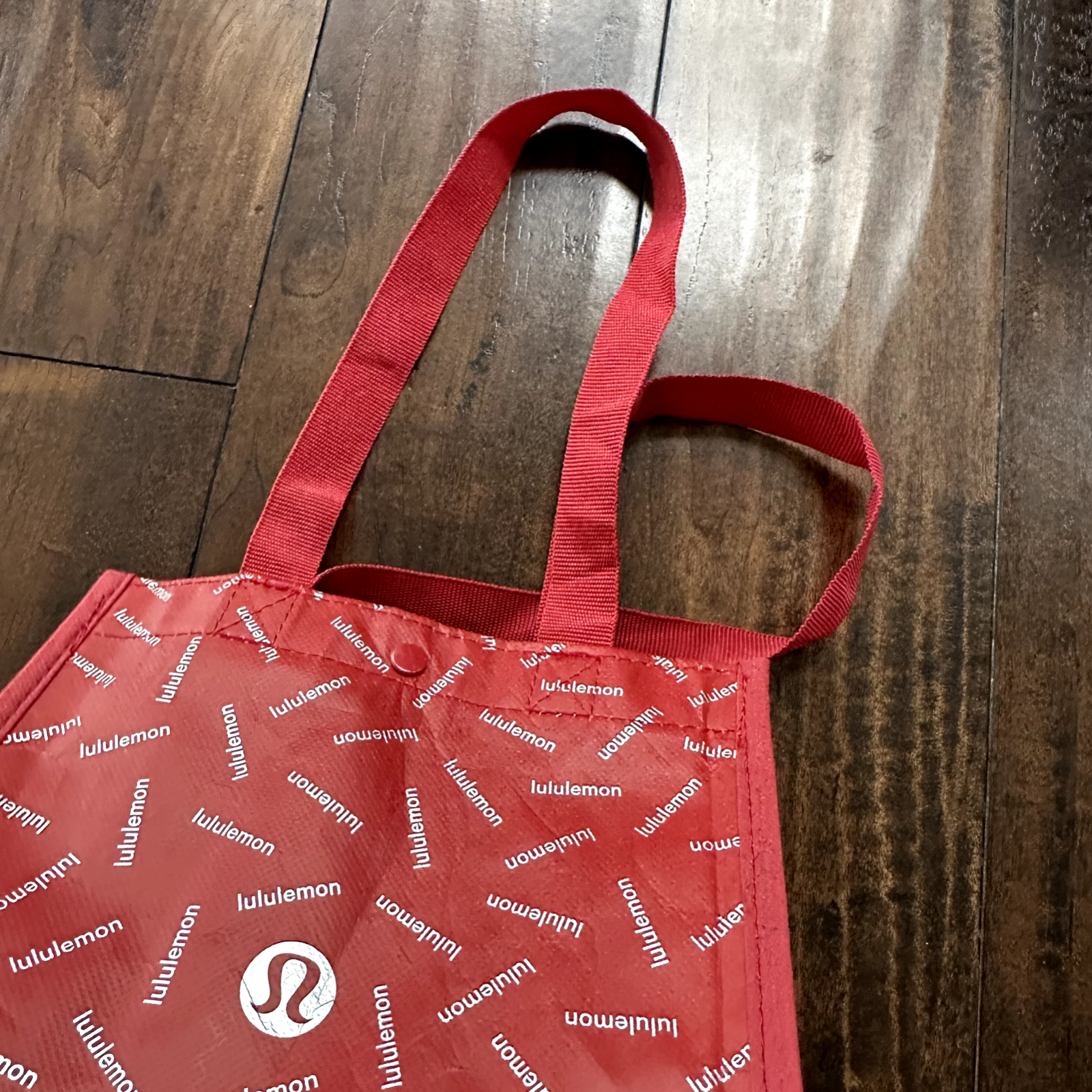 Lululemon Friends Reusable Bag Tote Small Snap Closure Shopping Cute Yoga Red