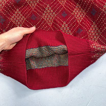 Pendleton VTG 100% Wool Sweater Mens L Argyle Red Oregon USA  Preppy Christmas