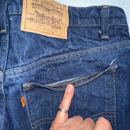 Levis 505 Vintage 80s 20505-0217 Orange Tab Dark 501 Jeans 36x34 USA 1980s