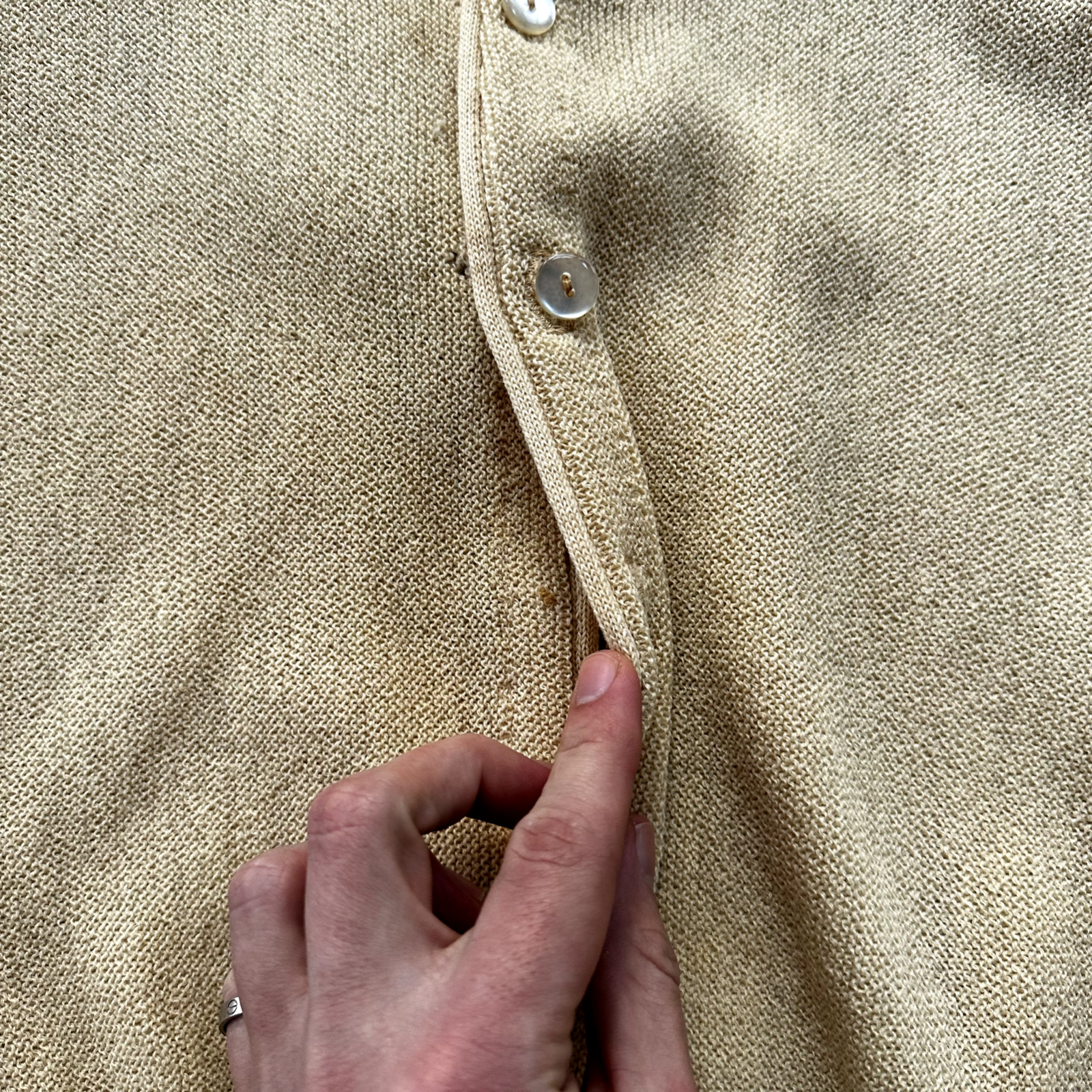 VTG 60s 70s Cardigan Sweater Alpaca Wool Kurt Cobain Cream Yellow Winter Cool