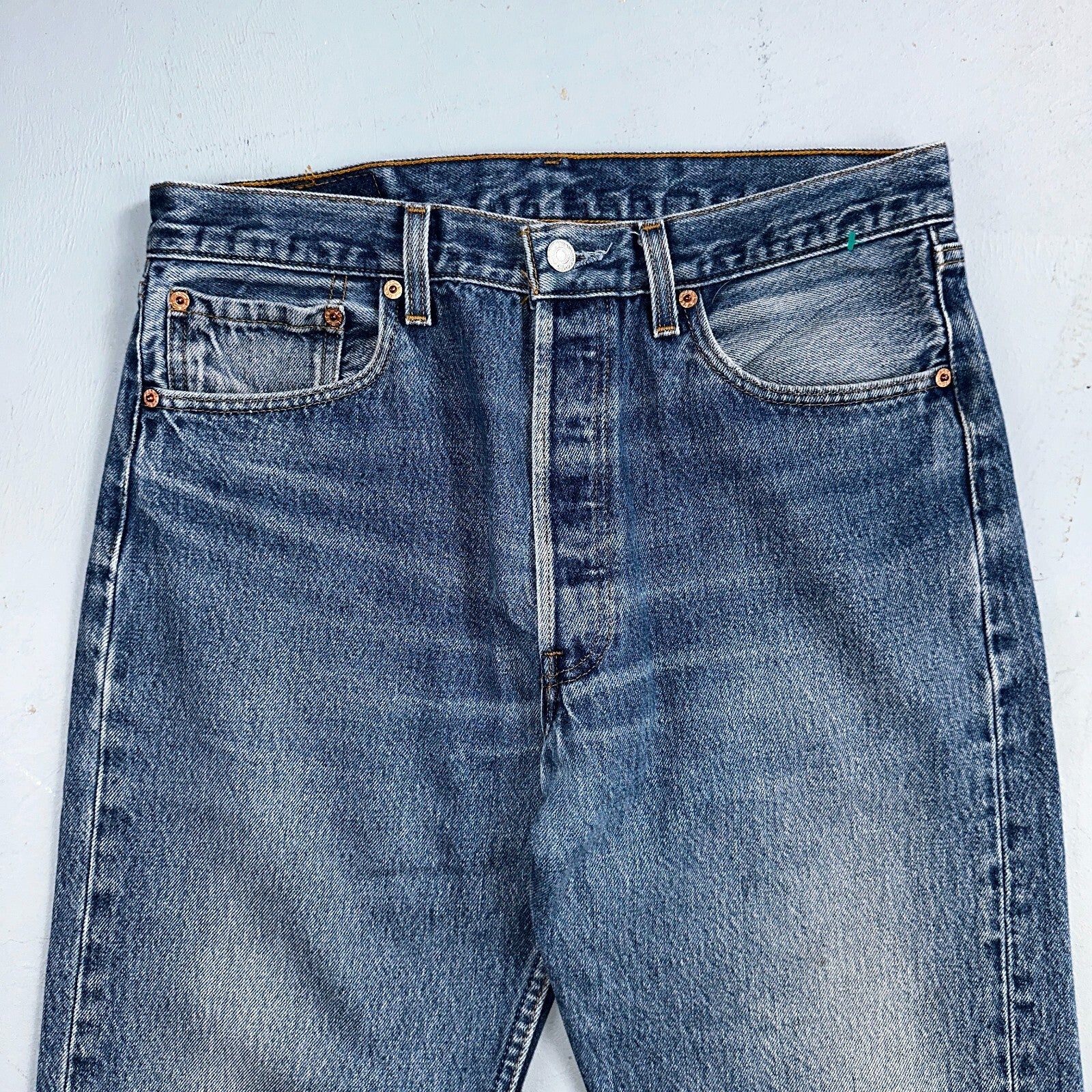 Levis 501 Vintage 90s USA XX Straight Leg Jeans Blue Light Wash 34x36 Act 32x30