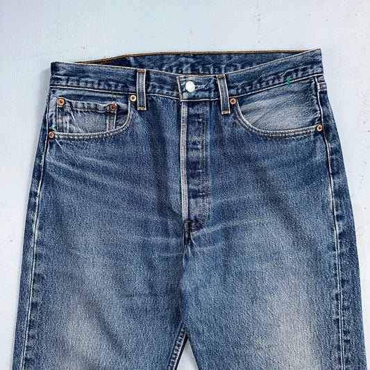 Levis 501 Vintage 90s USA XX Straight Leg Jeans Blue Light Wash 34x36 Act 32x30
