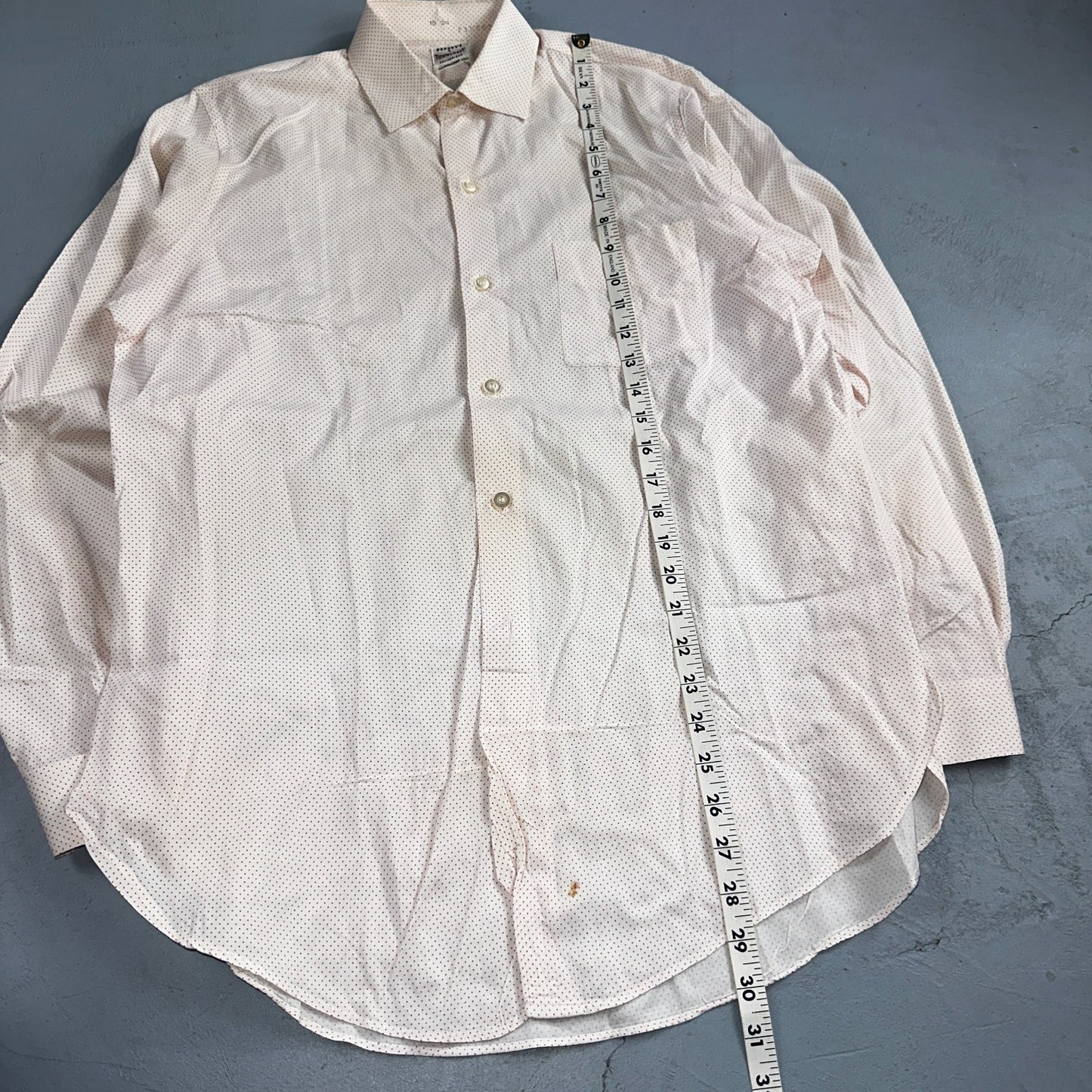 Vtg 40s 50s Penneys Towncraft Dress Shirt Mens 15 Red Polka Dot White Crisp