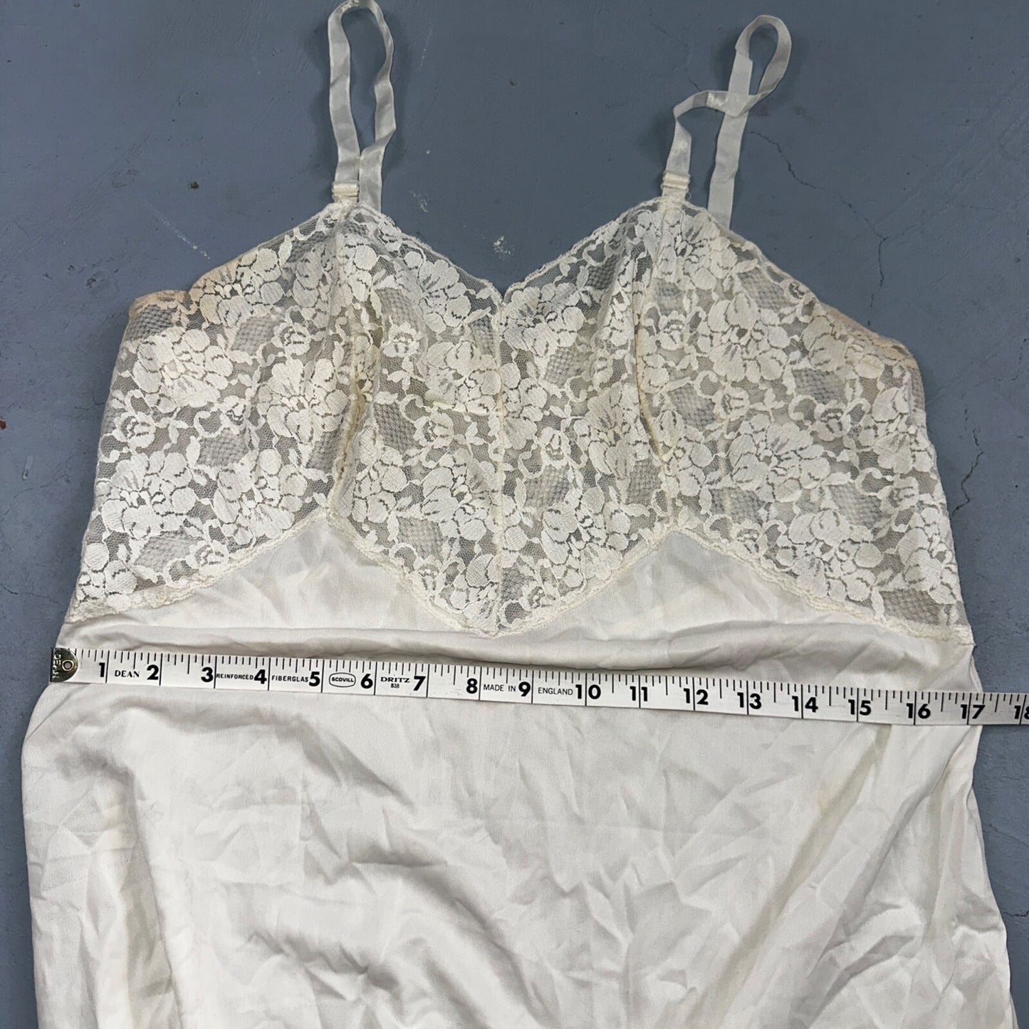 VTG 1960s Aristocraft Lingerie Slip Dress Sleepwear Full Sweep Nightgown Lace