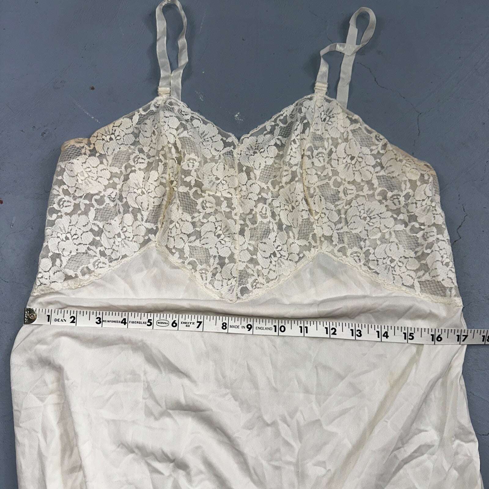 VTG 1960s Aristocraft Lingerie Slip Dress Sleepwear Full Sweep Nightgown Lace