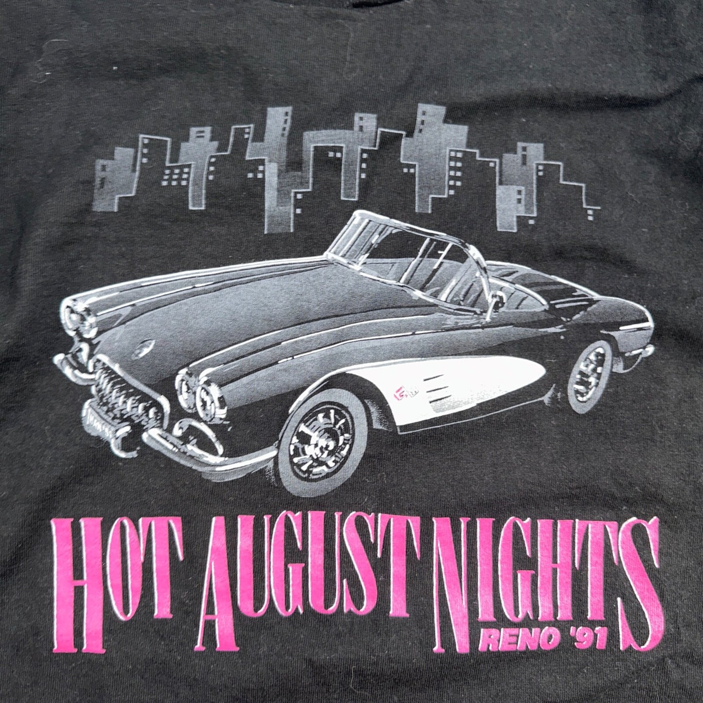 Hot August Nights Reno Car 90s VTG T Shirt Fruit Of The Loom 90s USA Flag XL Rap
