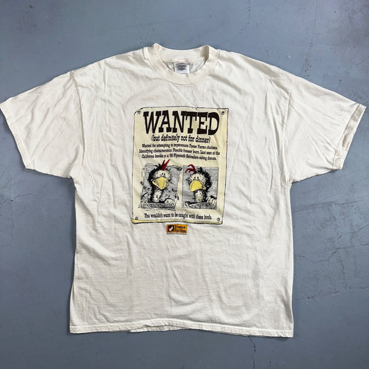 Foster Farms Wanted Chicken VTG T Shirt Funny Y2K 2XL Beige Boho Graphic Fun