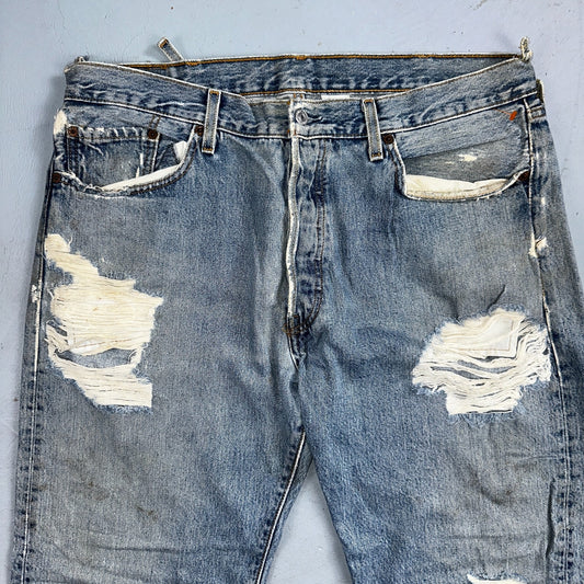 Levis 501 Vintage Y2K 90s XX Straight Leg Jeans Blue Light Wash 38x30 Act 36x30