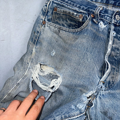 Levis 501 Vintage 80s Redline Selvedge USA XX Jeans Light Wash 32x31 Act 29x27