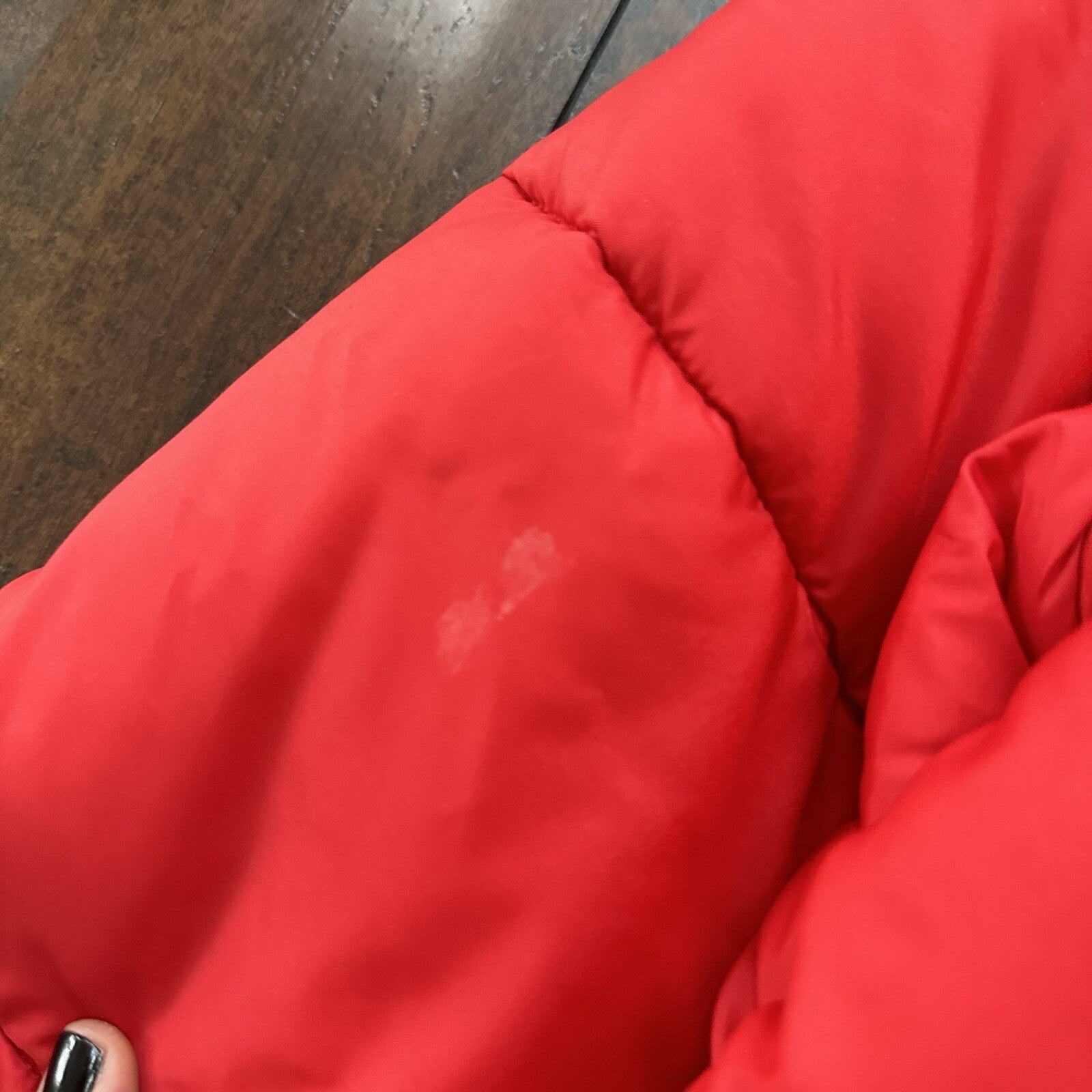 Vintage 60s Red Down Insulated Quilted Puffer Jacket M 1960s 70s Rockabilly