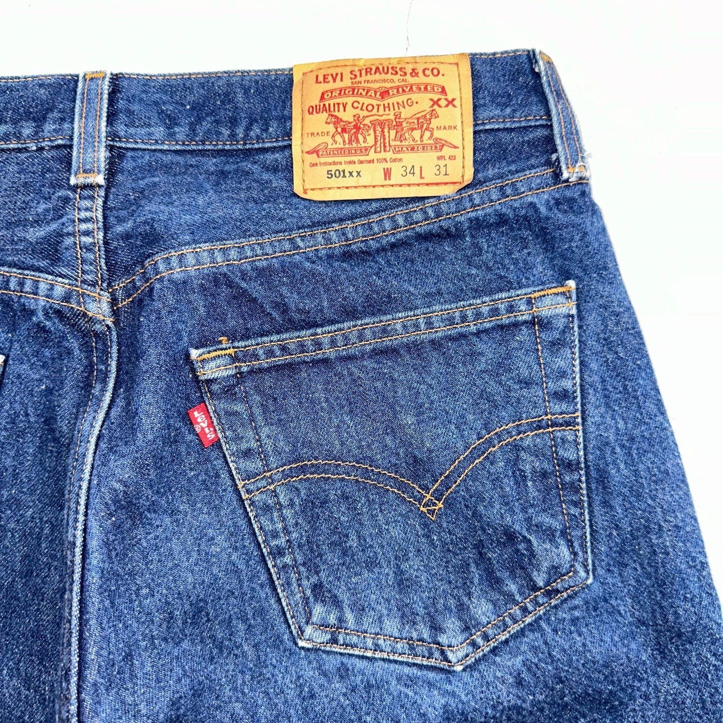 Levis 501 Vintage Y2K 90s XX Straight Leg Jeans Blue Med Wash 34x31 Act 32x27