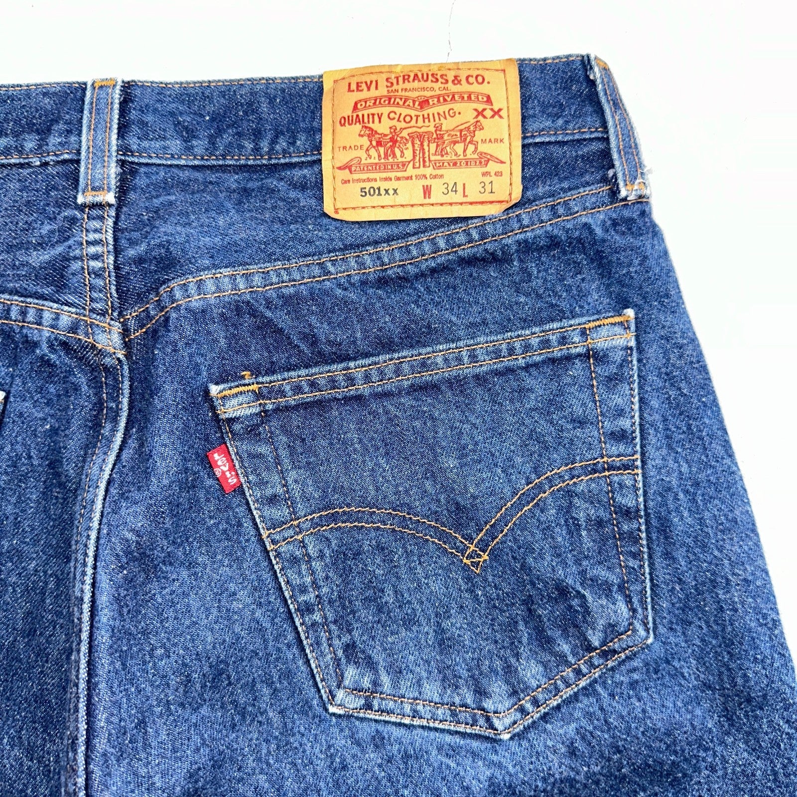 Levis 501 Vintage Y2K 90s XX Straight Leg Jeans Blue Med Wash 34x31 Act 32x27
