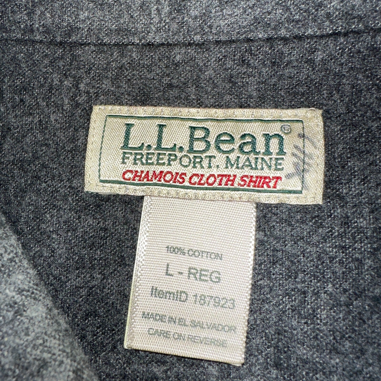 LL Bean VTG Mens L Chamois Cloth Gray Shirt Soft Cozy Flannel Cotton 90s