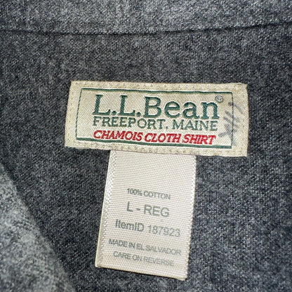 LL Bean VTG Mens L Chamois Cloth Gray Shirt Soft Cozy Flannel Cotton 90s