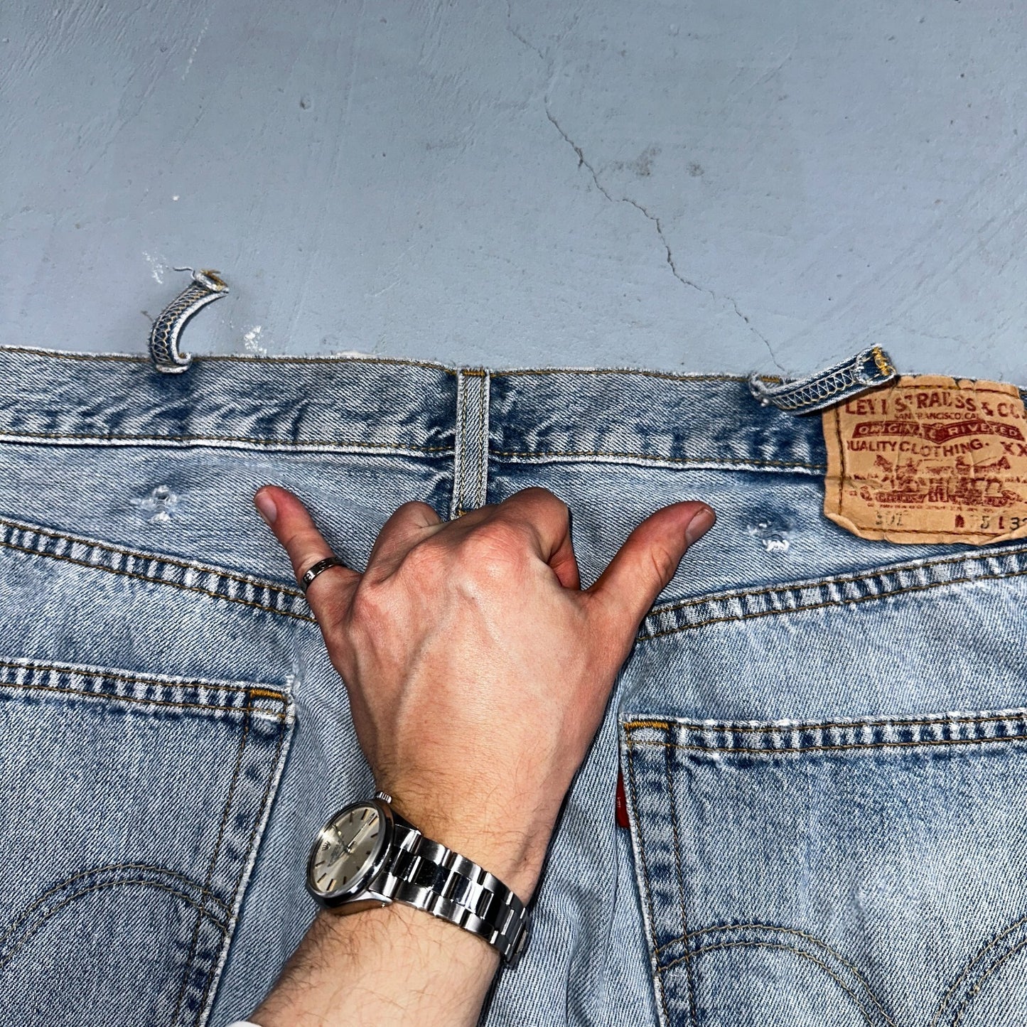 Levis 501 Vintage Y2K XX Straight Leg Jeans 90s Blue Light Wash 38x32 Act 37x30