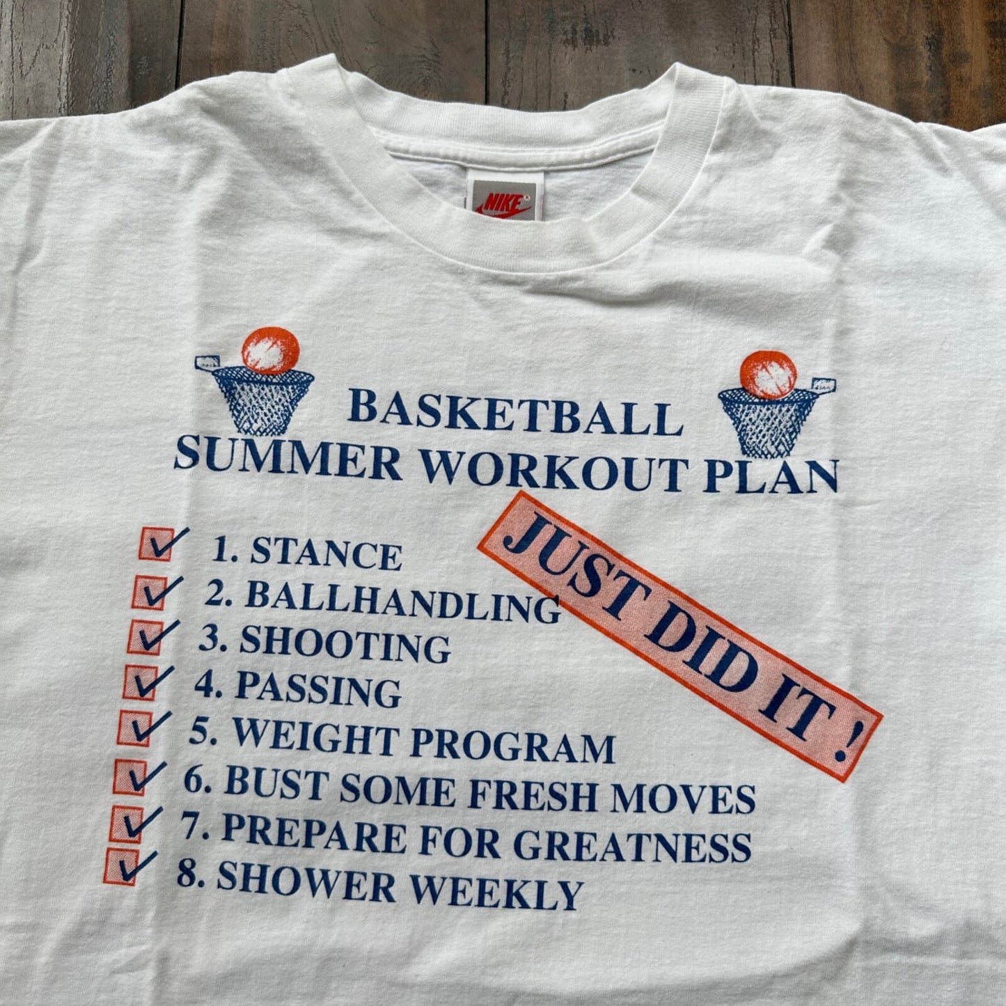 Nike Basketball Summer Vintage T Shirt Workout Plan 90s Gray Tag Rare Just Did