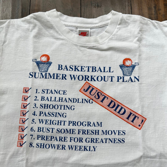 Nike Basketball Summer Vintage T Shirt Workout Plan 90s Gray Tag Rare Just Did