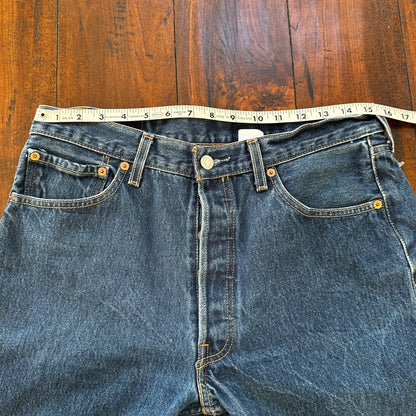 VTG Levis 501 XX Button Fly 90s Y2K Jeans Denim Straight Capri 34x30 Act 31x25