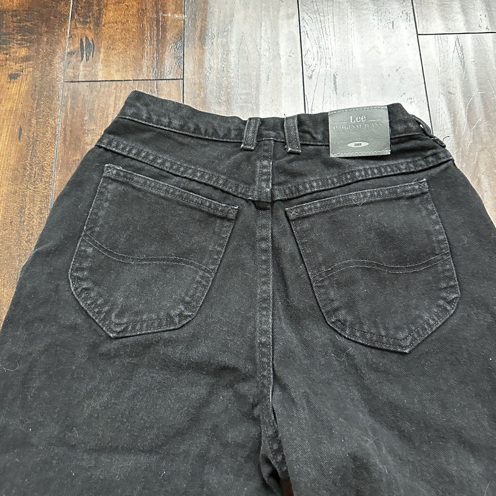 Vintage Lee Original Jeans Women's Long Black High Rise Tapered Capri 26x25 90s