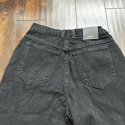 Vintage Lee Original Jeans Women's Long Black High Rise Tapered Capri 26x25 90s