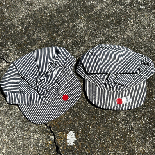 Railroad Engineer Striped Conductor Hat Cap Blue White Trucker 7 3/8 Rockabilly