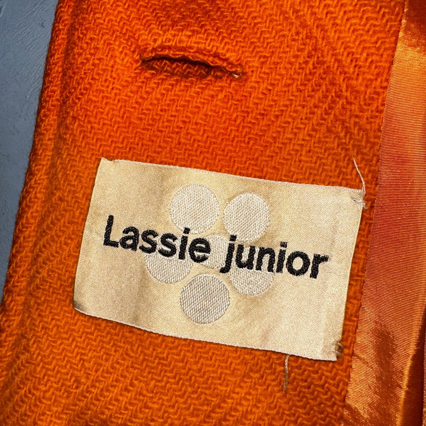 Vintage Lassie Junior Orange Wool Coat Mod 60s Button Up Retro Rockabilly S