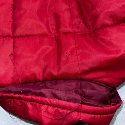 Haband Jacket Mens Red Barn Chore Puffer Coat Hood Zip Up Scovill 70s Fur Lined