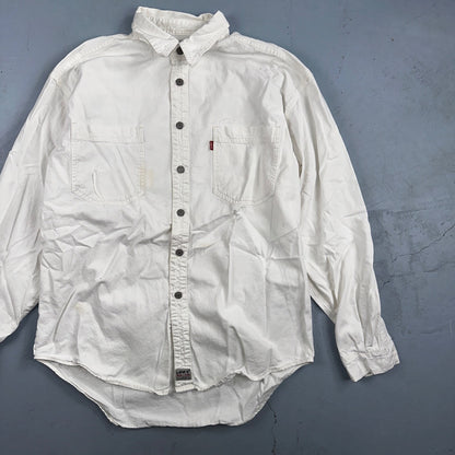 VTG Levis Red Tab Men Button Up Shirt Large White Long Sleeve 90s Y2K Thrashed
