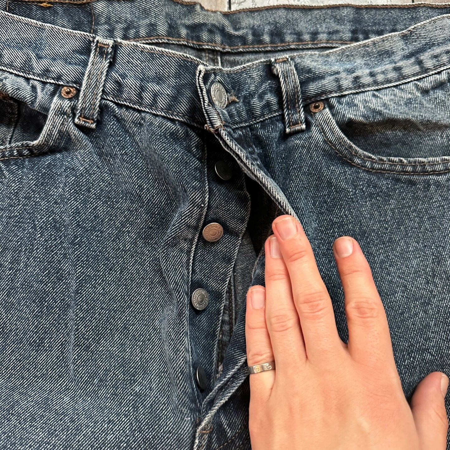 VTG 90s Levis 501 Button Fly 38x32 USA Tag Jeans Straight Wash Blue XX Act 34x30