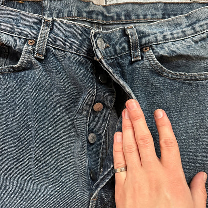 VTG 90s Levis 501 Button Fly 38x32 USA Tag Jeans Straight Wash Blue XX Act 34x30