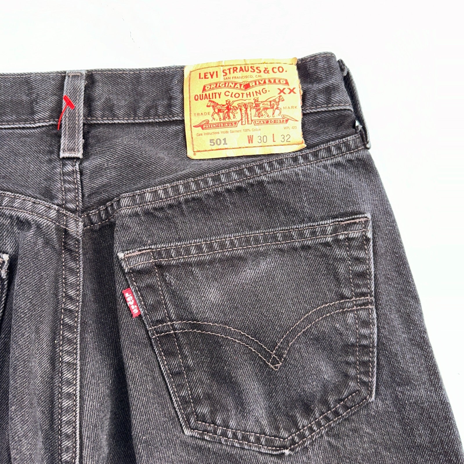 Levis 501 Vintage Y2K XX Straight Leg Jeans 90s Black Wash 30x32 Act 28x30