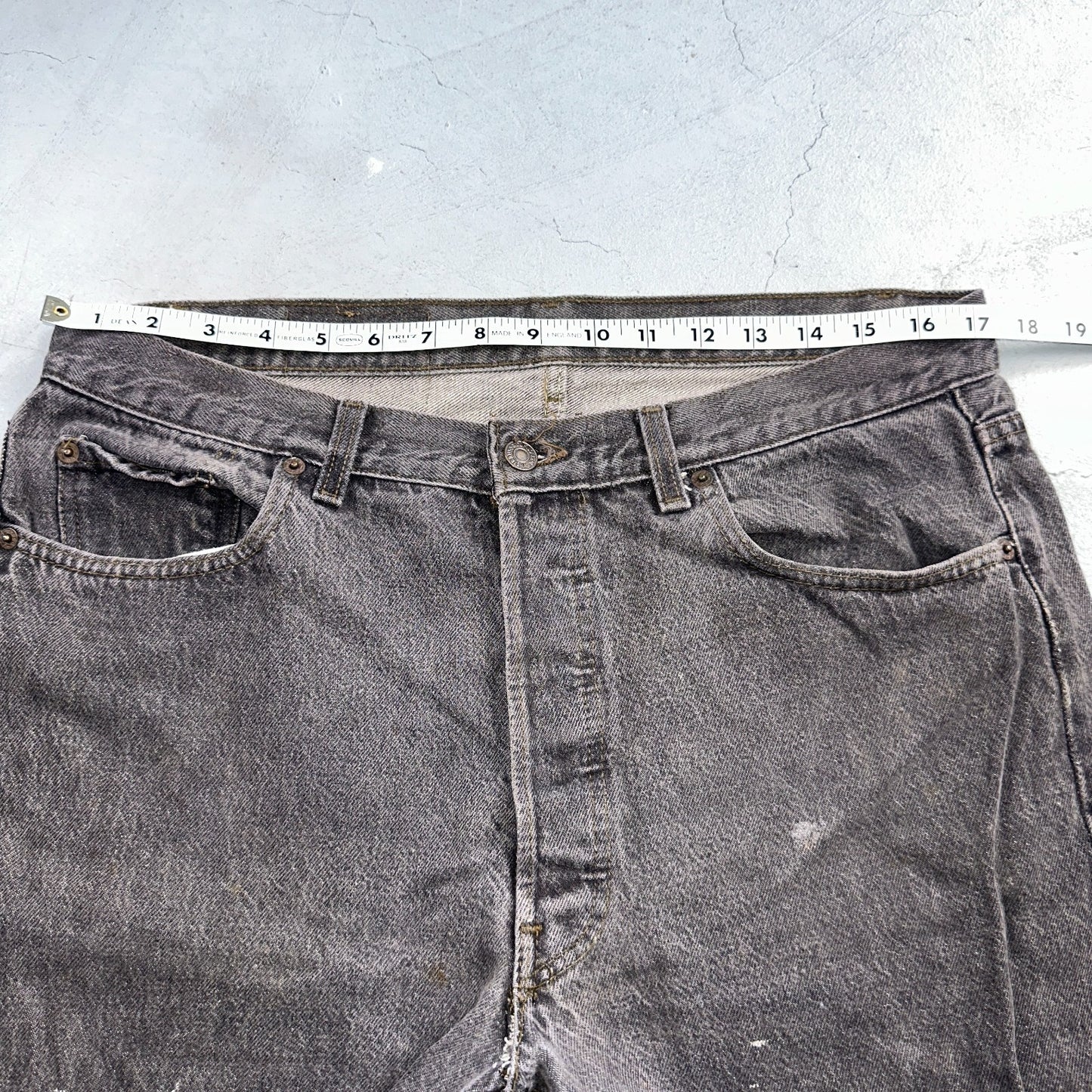 Levis 501 Vintage 80s USA XX Straight Leg Jeans Gray Light Wash 36x32 Act 34x30