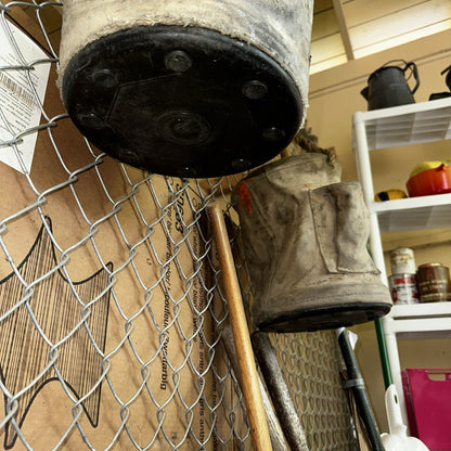 VTG Used Bell System Canvas Bucket Rope Lineman Tool Tote Barn Pulley Antique