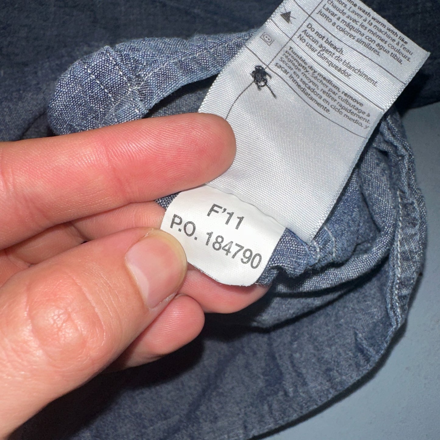 Carhartt Chambray Work Shirt VTG 2XL Demin Long Sleeve Button Up Heart Logo 60s