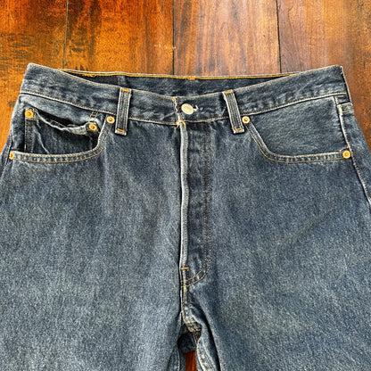 VTG Levis 501 XX Button Fly 90s USA Jeans Denim Straight Capri 34x30 Act 31x26