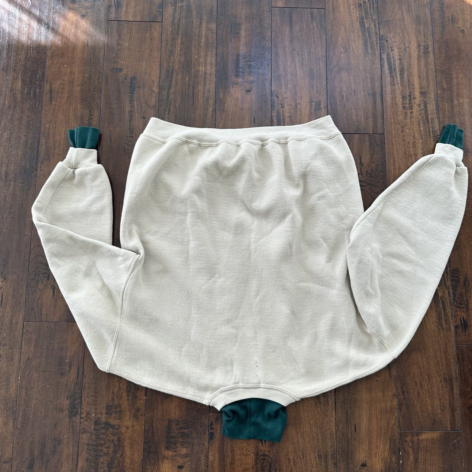 PFI Womens Size XL Autumn Leaves Long Sleeve Green Fall Collared Sweatshirt 90s